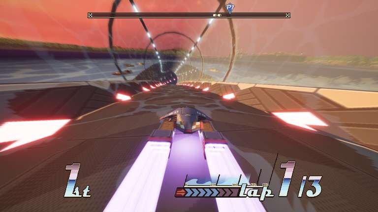 Gameplay screenshot depicting a car(?) in a glass tube descending underwater